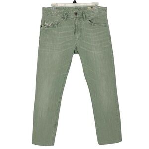 Diesel Thommer Slim Jeans Mens 30 Waist Green Denim Ankle Cropped Short Length